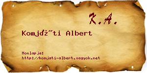 Komjáti Albert névjegykártya